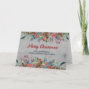 Tarjeta Diosa floral y Navidades familiares de Rusia