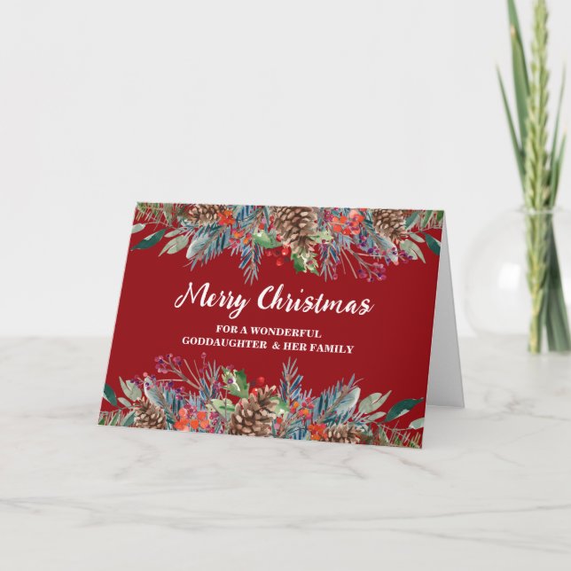 Tarjeta Diosa floral y Navidades familiares de Rusia (Anverso)