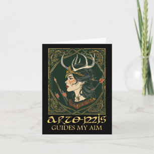 Tarjeta Diosa griega divertida Artemis Deer Hunting Mythol