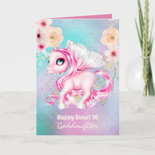Tarjeta Diosa hija Cute Unicorn Cumpleaños CUALQUIER EDAD