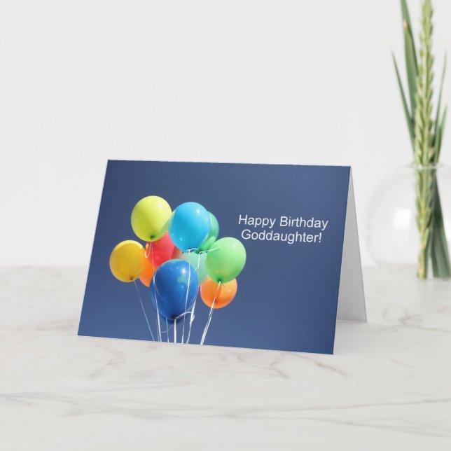 Tarjeta Diosa hija, feliz cumpleaños de globo (Anverso)