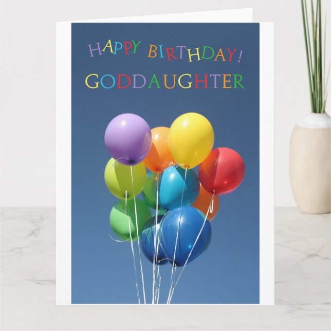 Tarjeta Diosa hija, feliz cumpleaños de globo (Anverso)