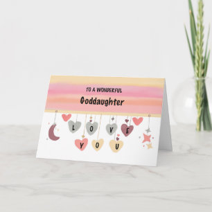 Tarjeta Diosa hija Valentine Love Hearts Moon Stars