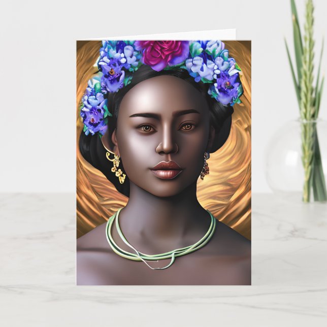 Tarjeta Diosa negra | Arte de IA entre mujeres afroamerica (Anverso)