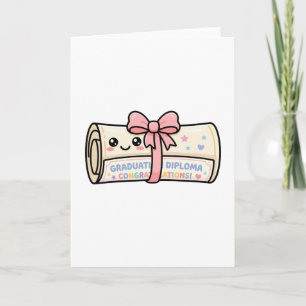 Tarjeta Diploma de graduación Kawaii Cinta de pergamino li