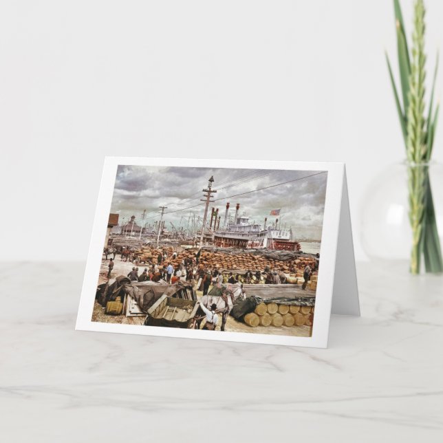 Tarjeta Dique en el Canal Street New Orleans 1900 (Anverso)