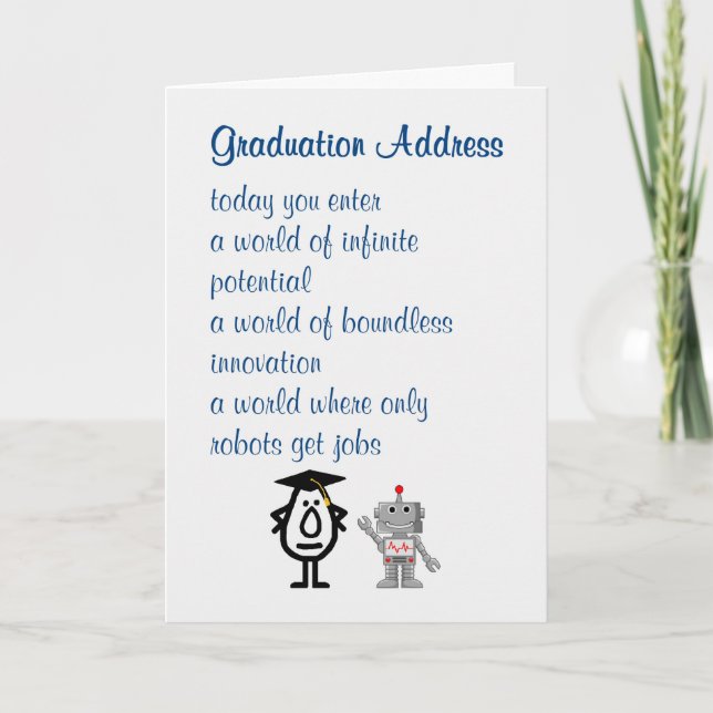 Tarjeta Dirección de graduación - un poema divertido de gr (Anverso)