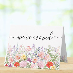 Tarjeta Dirección de nueva casa floral colorida acuarela