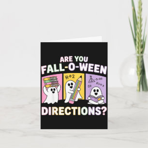 Tarjeta direcciones retro de otoño profesor halloween