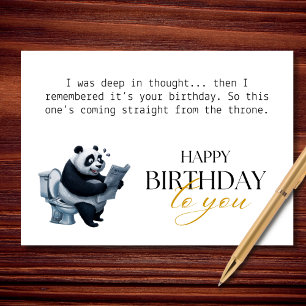 Tarjeta Directamente del Trono Panda Divertido Cumpleaños