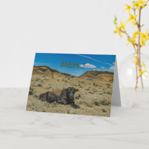 Tarjeta DIRIGIR la boca de la vaca dice MEH al cumpleaños 