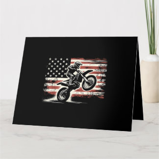 Tarjeta Dirt Bike Bandera Americana Motocross Biker Vintag