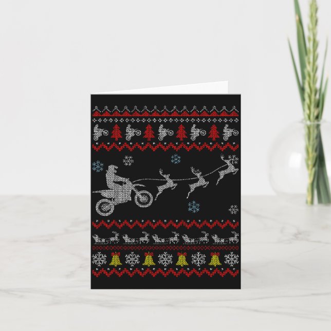 Tarjeta Dirt Bike Motorcycle Pajama Ugly Christmas Biker  (Anverso)