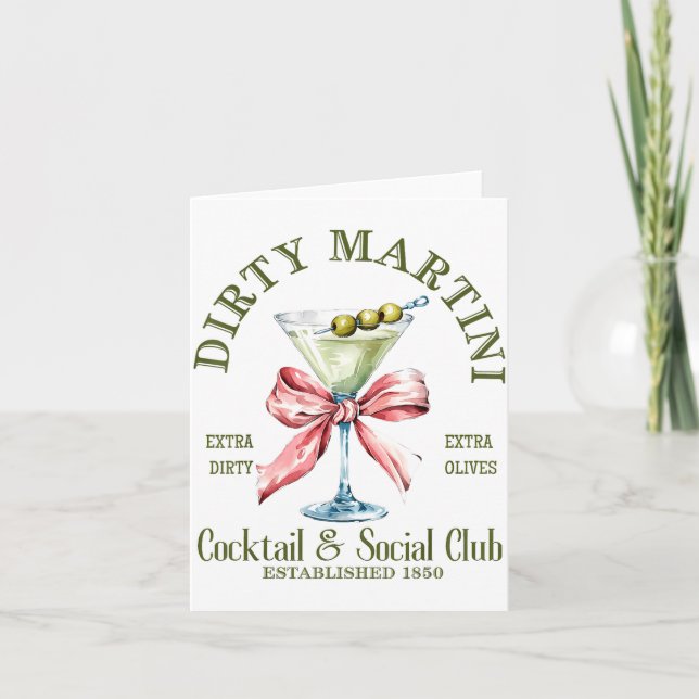 Tarjeta Dirty Bachelorette Martini Tail Club Martini Drink (Anverso)
