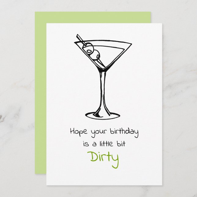 Tarjeta Dirty Martini 30 cumpleaños (Anverso / Reverso)