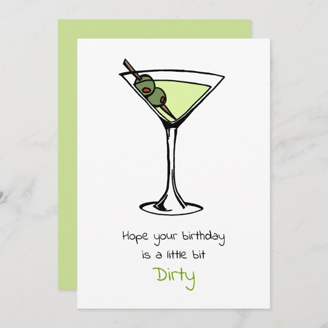 Tarjeta Dirty Martini 30 cumpleaños (Anverso / Reverso)