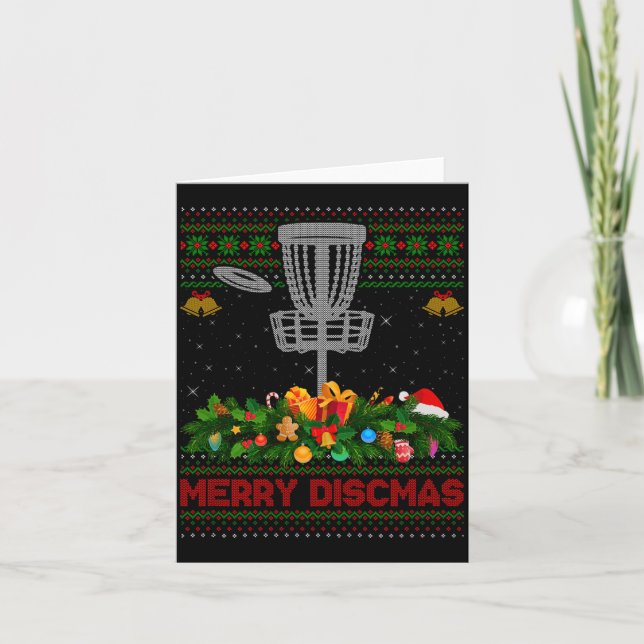 Tarjeta Disc Golf Christmas Pajamas Ugly Xmas Sweaters Mer (Anverso)
