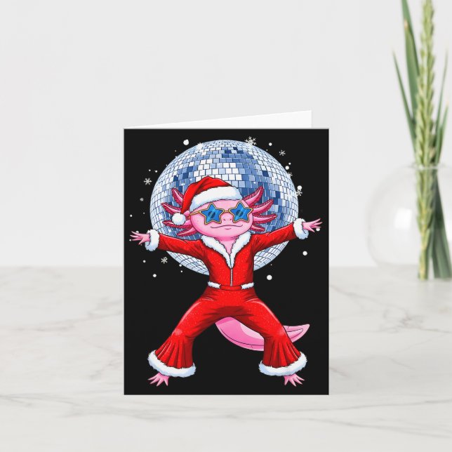 Tarjeta Disco Axolotl Christmas Santa Suit Funny Holiday 7 (Anverso)