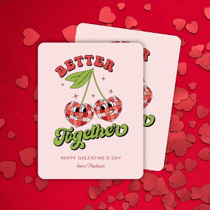 Tarjeta Disco Ball San Valentín Cereza Mejor Juntos