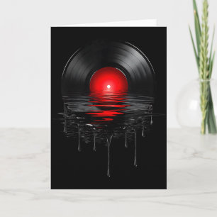 Tarjeta Disco de vinilo derretido Atardecer vintage goteo