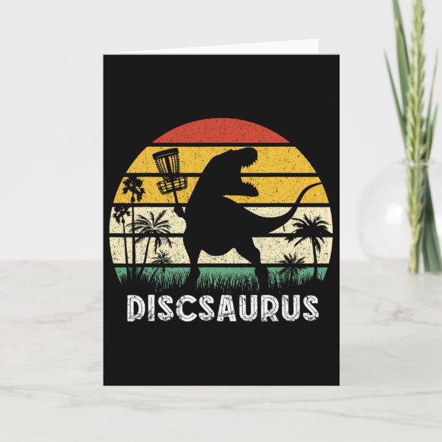 Tarjeta Disco Golf Retro Dinosaur Jugador de Disco Golf Fr (Anverso)