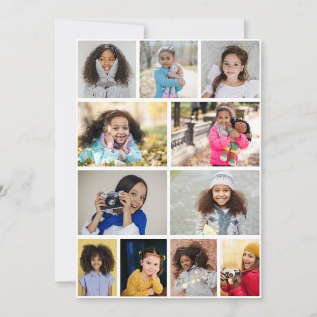 Tarjeta Diseña tu propio collage de 11 fotos (Anverso)