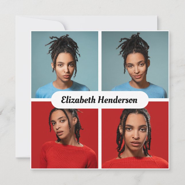 Tarjeta Diseña tu propio collage de 4 fotos (Anverso)