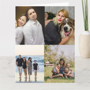 Tarjeta Diseña tu propio collage de 4 fotos familiares
