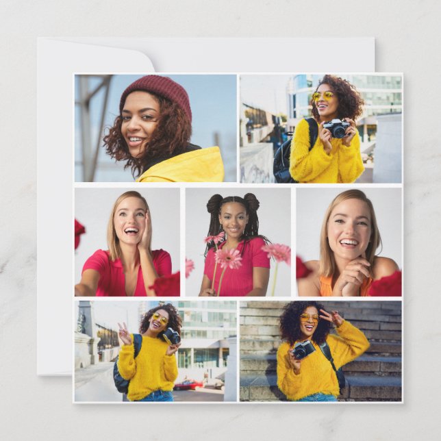 Tarjeta Diseña tu propio collage de 7 fotos (Anverso)