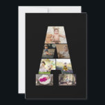 Tarjeta Diseña tu propio collage de fotos con la letra A<br><div class="desc">Este collage de fotos con monograma es un diseño personalizado que combina un monograma destacado (iniciales o una letra) con una colección de fotos dispuestas artísticamente dentro o alrededor de él. Es una forma elegante de mostrar recuerdos mientras se añade un toque único y sofisticado a la decoración o a...</div>