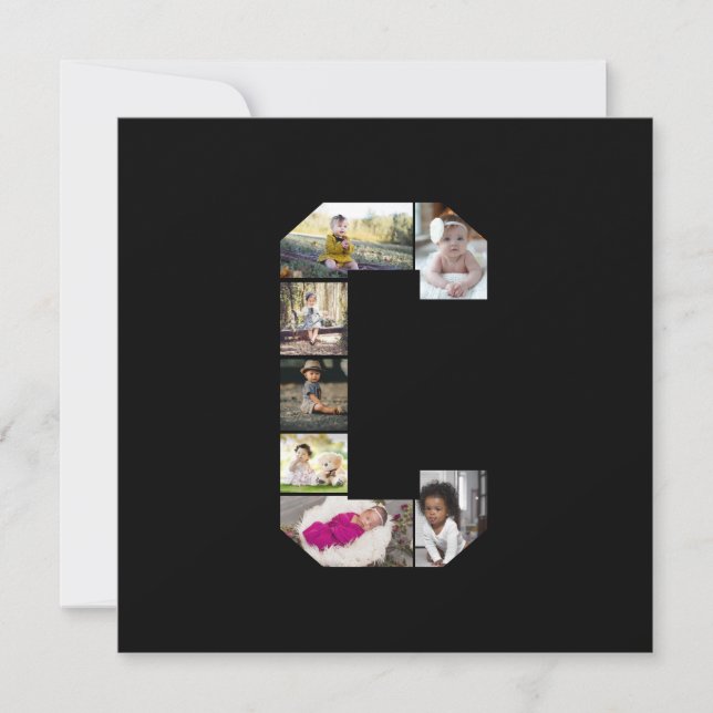 Tarjeta Diseña tu propio collage de fotos con la letra C (Anverso)