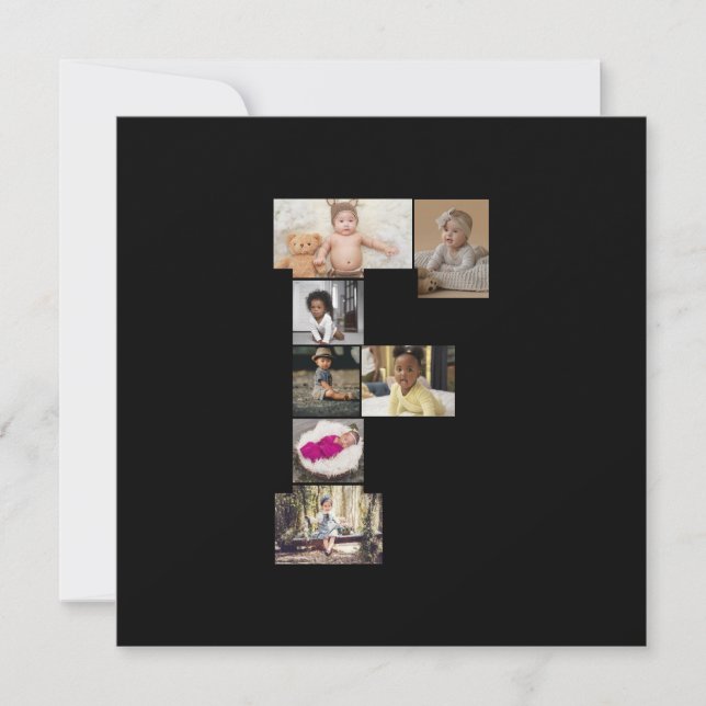 Tarjeta Diseña tu propio collage de fotos con la letra F (Anverso)