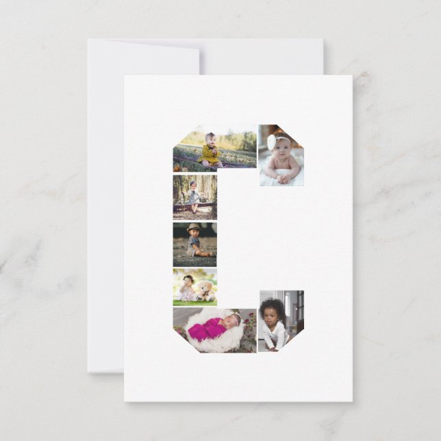 Tarjeta Diseñar su propia letra C Collage de fotos (Anverso)