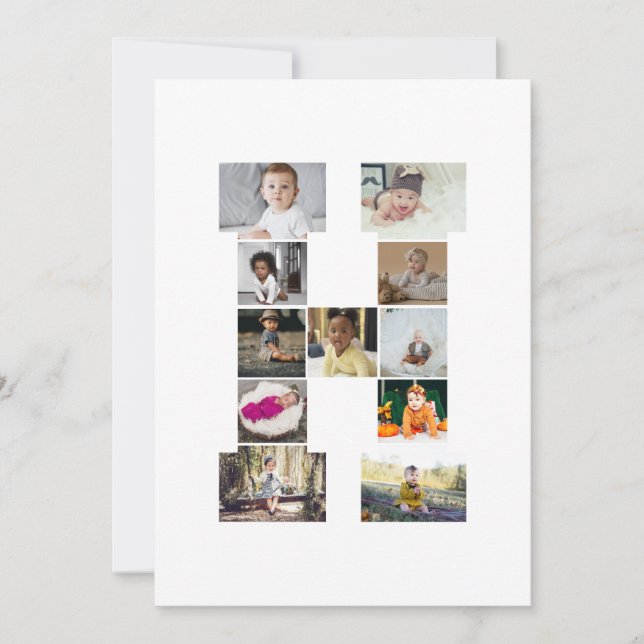 Tarjeta Diseñar su propia letra Collage de fotos H (Anverso)