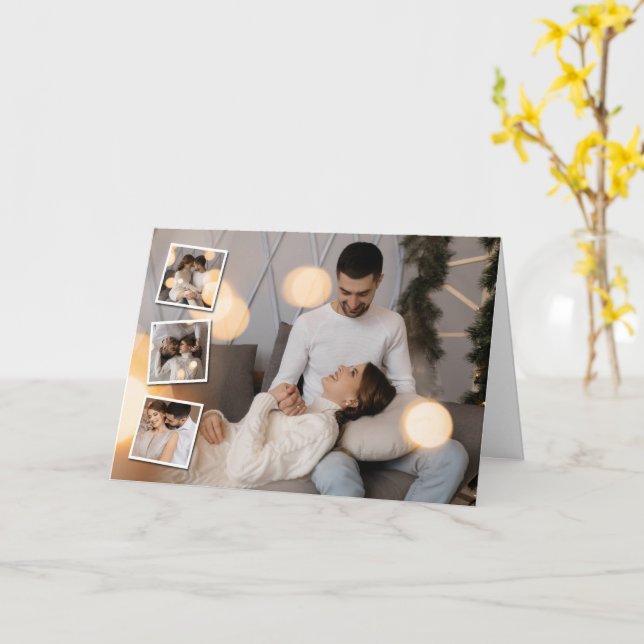 Tarjeta Diseñar su propio Collage de fotos 4 (flor amarilla)