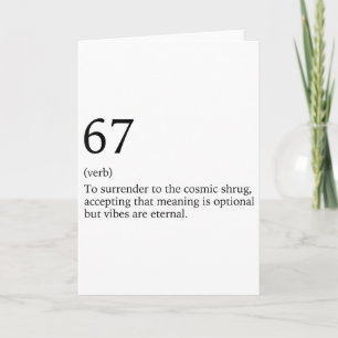 Tarjeta Diseño 67 Meme Seis Siete 6-7 Chiste Divertido de