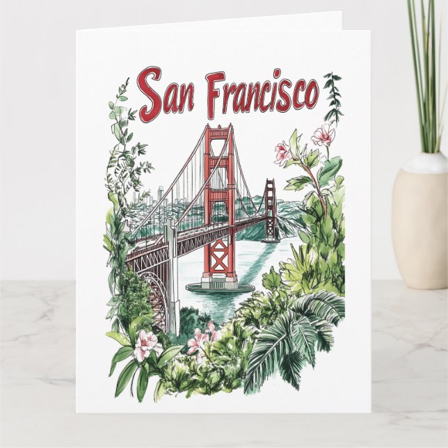 Tarjeta Diseño acuático del puente Golden Gate de San Fran (Anverso)