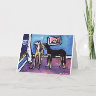 Tarjeta Diseño adorable de la luna de Saluki