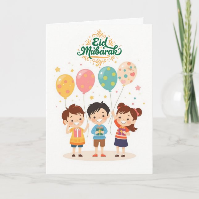 Tarjeta Diseño alegre de Eid al-Fitr (Anverso)
