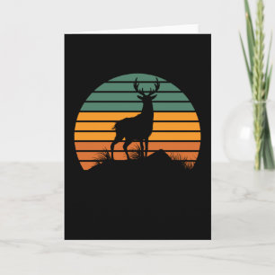 Tarjeta Diseño Antiguo Ciervo Naturaleza Bosque Regalo Ret