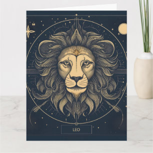Tarjeta Diseño Astrológico Golden Leo Zodiac