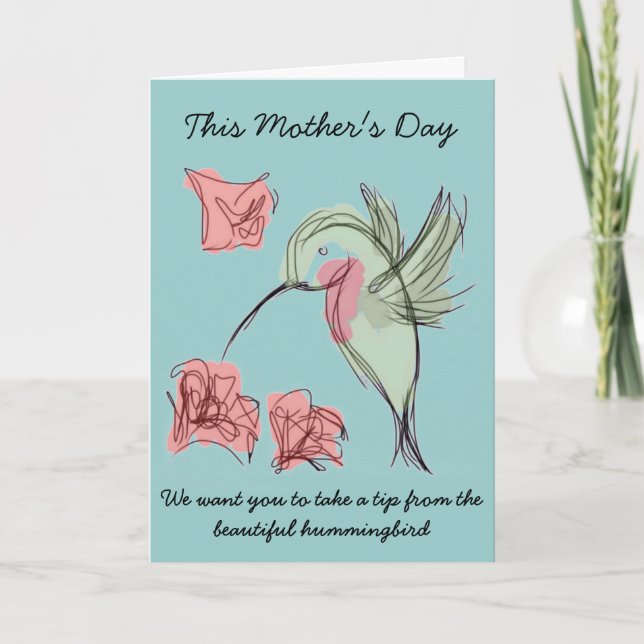 Tarjeta Diseño banal del día de madre del colibrí (Anverso)