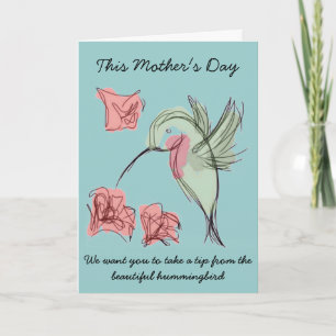 Tarjeta Diseño banal del día de madre del colibrí