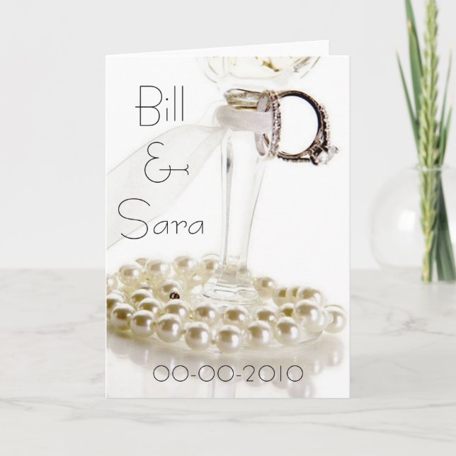 Tarjeta Diseño blanco romántico de las perlas de la boda (Anverso)