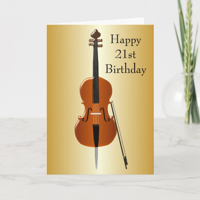 Tarjeta Diseño Cello Personalizado 21º Cumpleaños (Anverso)
