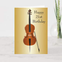 Tarjeta Diseño Cello Personalizado 21º Cumpleaños