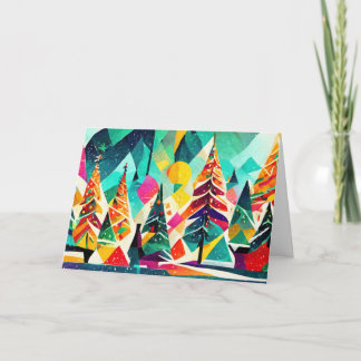 Tarjeta Diseño colorido de árboles de Navidad