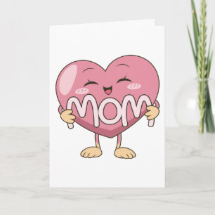 Tarjeta Diseño de abrazo de corazón de mamá Kawaii