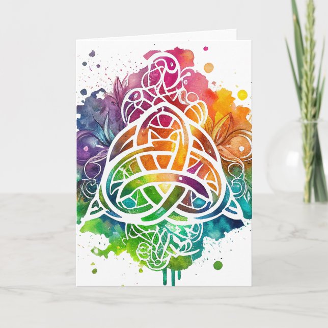 Tarjeta Diseño de acuarela celta de color grunge (Anverso)