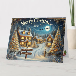 Tarjeta Diseño de aldea de Navidades Snowy personalizables